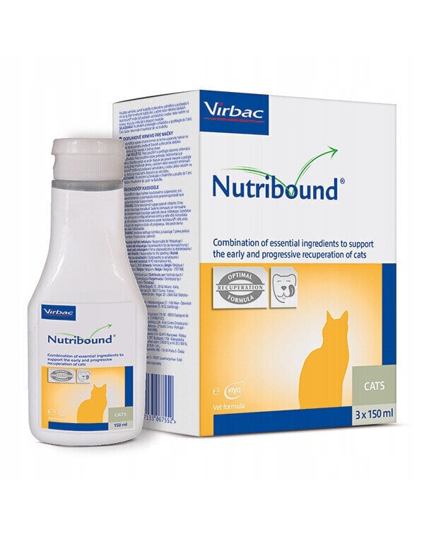 Suukaudne lahus taastuvatele kassidele Virbac Nutribound, 3x150 ml цена и информация | Toidulisandid, vitamiinid ja parasiiditõrje | hansapost.ee