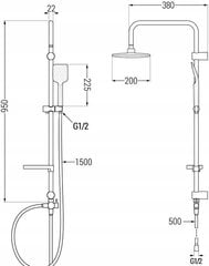 Dušikomplekt termostaadiga Mexen CQ62, Valge hind ja info | Dušikomplektid ja süsteemid | hansapost.ee