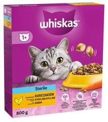 Whiskas Sterile для стерилизованных кошек с курицей, 5х800г цена и информация | Сухой корм для кошек | hansapost.ee