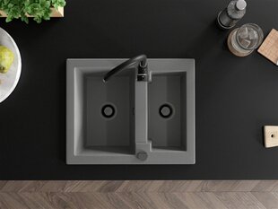 Granitinė virtuvinė plautuvė Mexen Carlos su maišytuvu ir sifonu, Grey+Black(B) цена и информация | Раковины на кухню | hansapost.ee