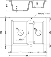 Granitinė virtuvinė plautuvė Mexen Carlos su maišytuvu ir sifonu, Grey+Black(B) цена и информация | Раковины на кухню | hansapost.ee