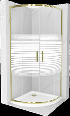 Poolringikujuline dušikabiin Mexen Rio F koos aluse ja sifooniga, poolmatt, kuldne+valge/kuldne, 80 x 80 cm hind ja info | Dušikabiinid | hansapost.ee