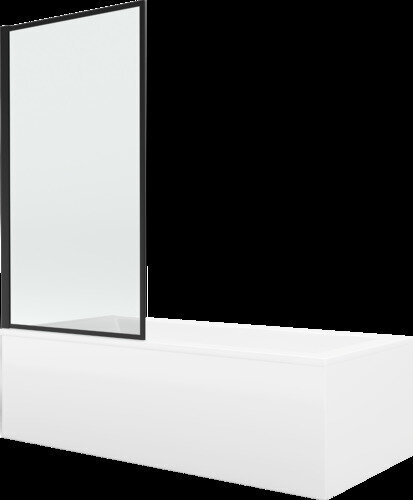 Vann Mexen Cubik viimistluse ja klaasseinaga, 150x70 cm + 70 cm, valge+I/kõva/must raam цена и информация | Vannid | hansapost.ee