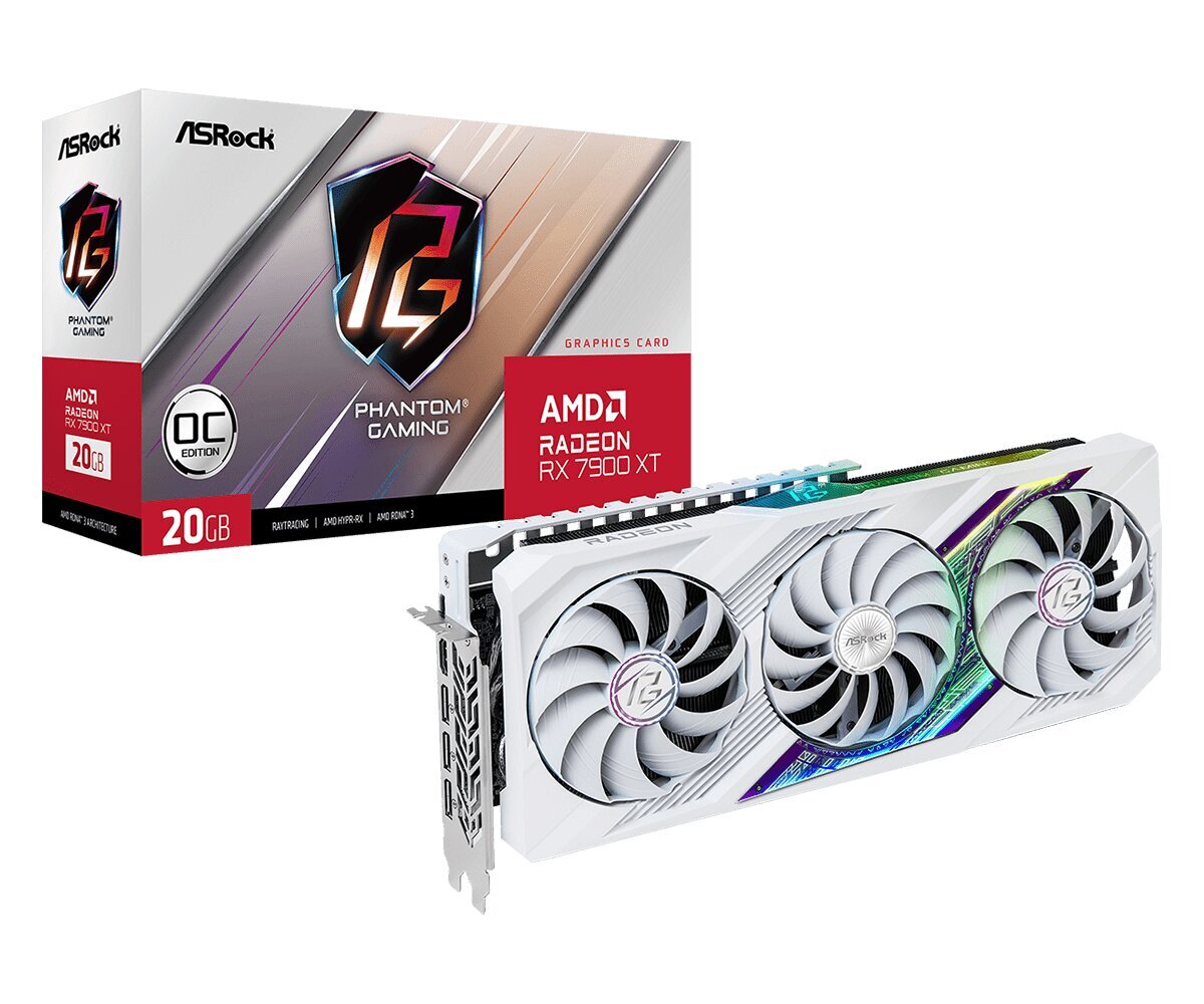 ASRock AMD Radeon RX 7900 XT Phantom Gaming White OC (RX7900XT PGW 20GO) цена и информация | Videokaardid | hansapost.ee
