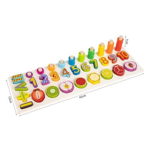 Puidust sorteerija puuviljade ja numbritega Kruzzel 22607 цена и информация | Arendavad laste mänguasjad | hansapost.ee