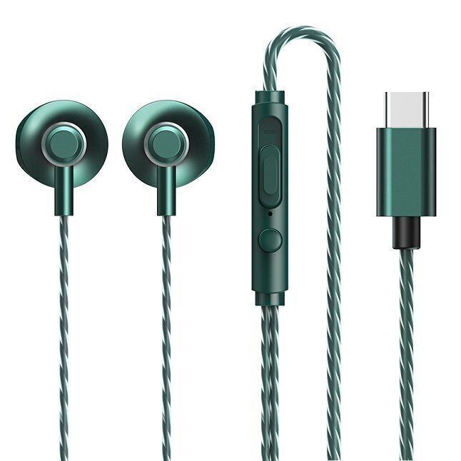REMAX kõrvasisesed kõrvaklapid C-tüüpi USB-peakomplekt kaugjuhtimispuldiga roheline (RM-711a Tarnish) hind ja info | Kõrvaklapid | hansapost.ee