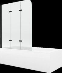 Vann Mexen Vega viimistluse ja klaasseinaga, 170x70 cm + 120 cm, white+III/fold/black hind ja info | Vannid | hansapost.ee