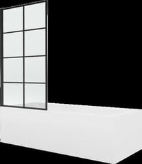 Vann Mexen Vega viimistluse ja klaasseinaga, 160x70 cm + 80 cm, white+I/swing/black grid hind ja info | Vannid | hansapost.ee