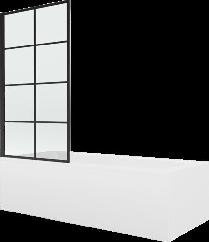 Vann Mexen Vega viimistluse ja klaasseinaga, 160x70 cm + 70 cm, white+I/fix/black grid hind ja info | Vannid | hansapost.ee