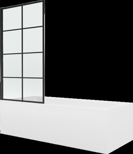 Vann Mexen Vega viimistluse ja klaasseinaga, 150x70 cm + 80 cm, white+I/swing/black grid цена и информация | Vannid | hansapost.ee