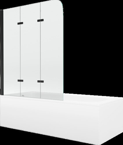 Vann Mexen Vega viimistluse ja klaasseinaga, 150x70 cm + 120 cm, white+III/fold/black hind ja info | Vannid | hansapost.ee