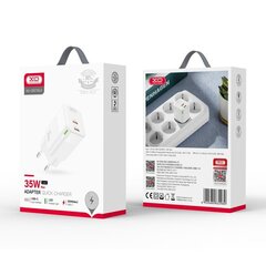 XO wall charger CE07 PD 35W 2x USB-C white + USB-C - Lightning cable цена и информация | Адаптеры, USB-разветвители | hansapost.ee