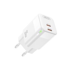 XO wall charger CE07 PD 35W 2x USB-C white + USB-C - Lightning cable цена и информация | Адаптеры, USB-разветвители | hansapost.ee