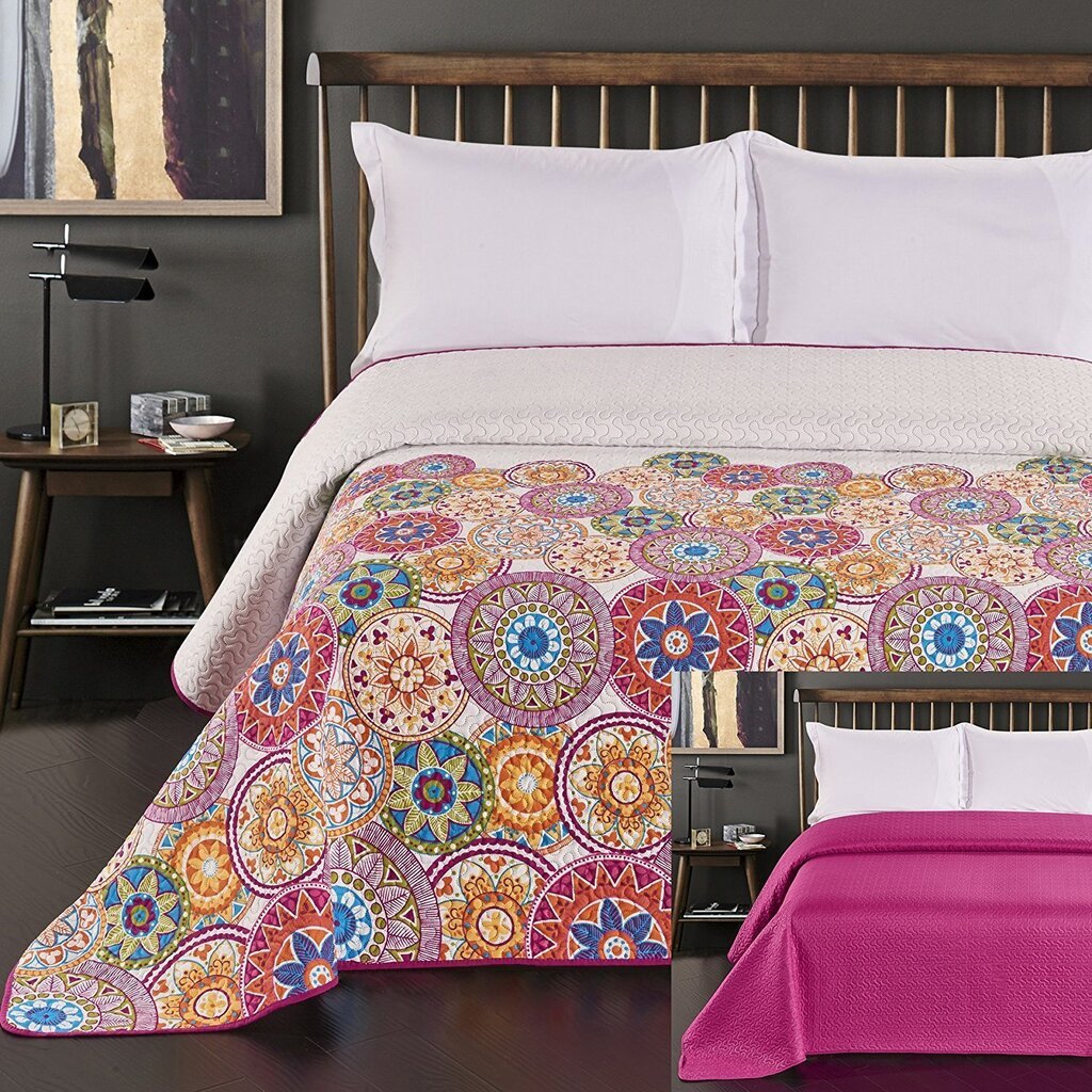 Kahepoolne voodikate Bibi Purple White, 240x260 cm цена и информация | Pleedid, voodikatted ja päevatekid | hansapost.ee