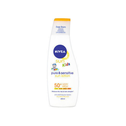 Päikesekreem lastele Nivea Sun Kids Protect & Sensitive Sun Lotion SPF 50+, 200ml цена и информация | Päikesekaitse ja päevitusjärgsed kreemid | hansapost.ee