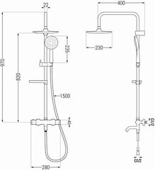 Vonios-dušo sistema su termostatu Mexen KX67, Chrome/White цена и информация | Душевые комплекты и панели | hansapost.ee