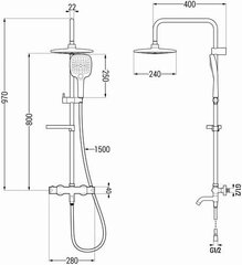 Vonios-dušo sistema su termostatu Mexen KX17, Chrome/White цена и информация | Душевые комплекты и панели | hansapost.ee