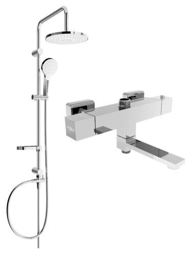 Termostaatsegistiga vanni-dušisüsteem Mexen Erik Cube 2, Chrome hind ja info | Dušikomplektid ja süsteemid | hansapost.ee