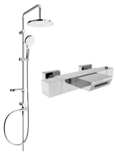 Termostaatsegistiga vanni-dušisüsteem Mexen Erik Cube, Chrome hind ja info | Dušikomplektid ja süsteemid | hansapost.ee