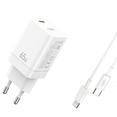 XO CE10 Зарядное устройство PD / 65 Вт / 1x USB-C / USB-C кабель Lightning цена и информация | XO Мобильные телефоны, Фото и Видео | hansapost.ee