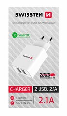 Swissten Smart Travel Charger Адаптер 2x USB 2.1A цена и информация | Зарядные устройства для телефонов | hansapost.ee