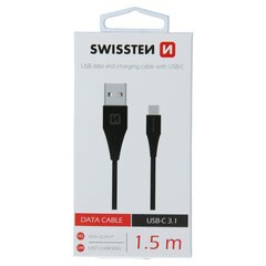 Swissten Провод  USB / USB-C 3.1 Провод 1.5m цена и информация | Borofone 43757-uniw | hansapost.ee