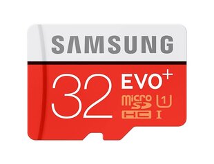 Mälukaart Samsung MicroSDHC Evo+ 32GB Class 10 With adapter hind ja info | Mälukaardid mobiiltelefonidele | hansapost.ee