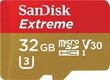 SanDisk Extreme microSDHC 32 GB 100 / 60 MB / s V30 A1 U3 4K mälukaart цена и информация | Mälukaardid mobiiltelefonidele | hansapost.ee