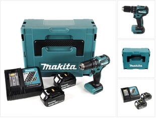 Аккумуляторная ударная дрель Makita DHP 483 RFJ 18В 40Нм + 2x 3.0 Aч аккумулятор + блок зарядки + Makpac цена и информация | Дрели и шуруповёрты | hansapost.ee