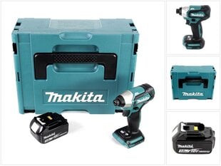 Аккумуляторный ударный гайковерт Makita DTD 155 F1J 18 В 140 Нм 1/4" + 1 аккумулятор 3,0 Ач + Makpac - без зарядного блока цена и информация | Дрели и шуруповёрты | hansapost.ee