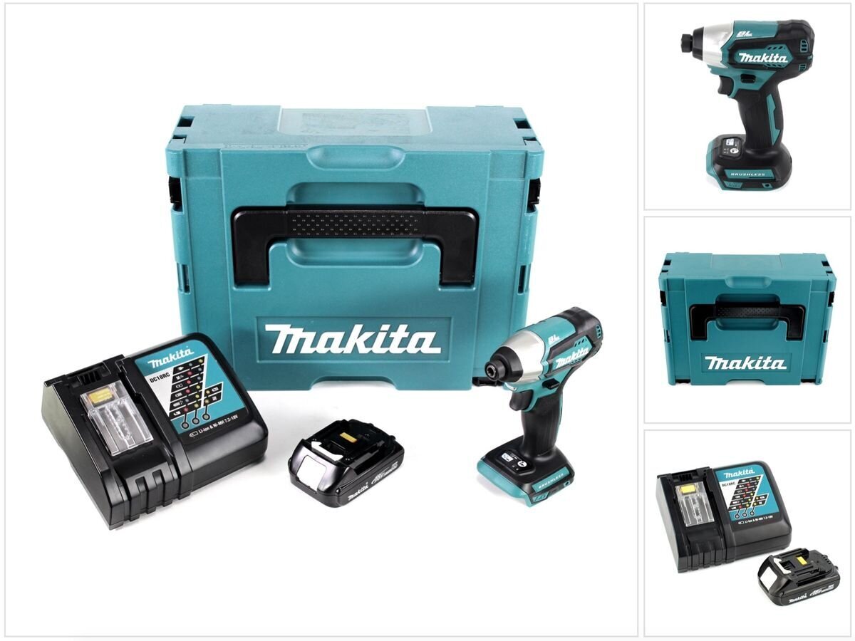 Aku löökkruvikeeraja Makita DTD 155 Y1J-D 18 V Makpac + 1 x BL1815 1,5 Ah aku + 1 x DC 18 RC laadija hind ja info | Akutrellid, puurid ja kruvikeerajad | hansapost.ee