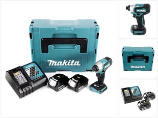 Аккумуляторный ударный шуруповерт Makita DTD 155 RMJ 18 В Makpac + 2 аккумулятора BL1840 B 4,0 Ач + 1 зарядное устройство постоянного тока 18 RC цена и информация | Дрели и шуруповёрты | hansapost.ee