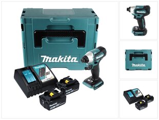аккумуляторный ударный гайковерт Makita DTD 155 RGJ 18 В 140 Нм 1/4" + 2 аккумулятора 6,0 Ач + устройство для зарядки + Makpac цена и информация | Дрели и шуруповёрты | hansapost.ee