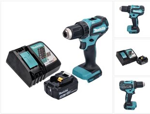 Аккумуляторная дрель-шуруповерт Makita DDF 485 RM1 18 В 50 Нм + 1х аккумулятор 4,0 Ач + устройство для зарядки цена и информация | Дрели и шуруповёрты | hansapost.ee