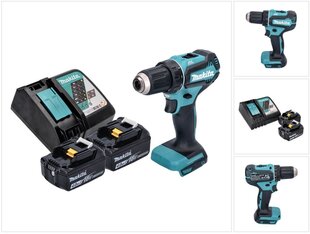 Аккумуляторная дрель-шуруповерт Makita DDF 485 RM 18 В 50 Нм + 2х аккумулятора 4,0 Ач + устройство для зарядки цена и информация | Дрели и шуруповёрты | hansapost.ee