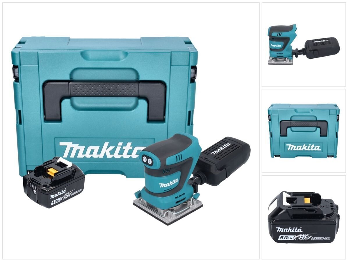 Aku veski Makita DBO 484 T1J 18 V 112 x 102 mm + 1x aku 5,0 Ah + Makpac - ilma laadijata hind ja info | Lihvmasinad | hansapost.ee