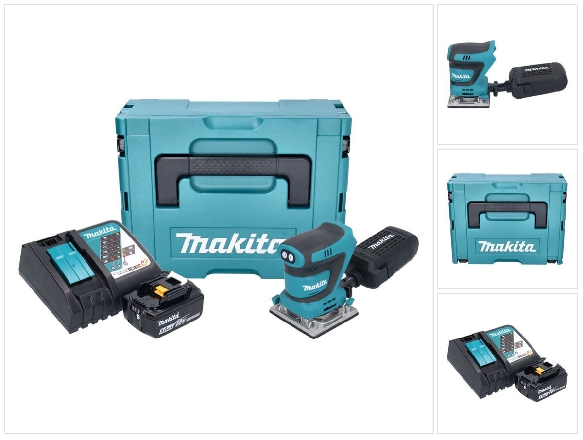 Aku veski Makita DBO 484 RT1J 18 V 112 x 102 mm + 1x aku 5,0 Ah + laadija + Makpac цена и информация | Lihvmasinad | hansapost.ee