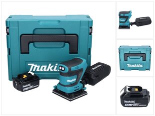 Аккумуляторная эксцентриковая шлифовальная машинка Makita DBO 480 F1J 18 В 112 x 102 мм + 1 аккумулятор 3,0 Ач + Makpac - без зарядного блока цена и информация | Шлифовальные машины | hansapost.ee
