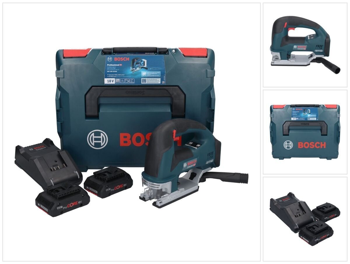 Akupusle Bosch GST 18V-155 BC 18 V 135 mm (06015B1002) + 2x ProCORE aku 4,0 Ah + laadija + L-Boxx цена и информация | Elektrilised saed, ketassaed ja tarvikud | hansapost.ee