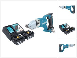 Аккумуляторные ножницы для жести Makita DJS 200 RF 18 В 2,0 мм + 2х аккумулятора 3,0 Ач + устройство для зарядки цена и информация | Пилы, циркулярные станки | hansapost.ee