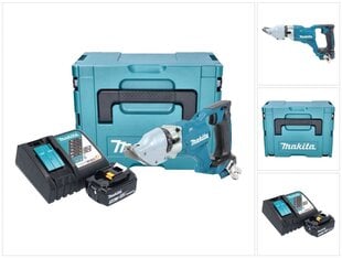 Аккумуляторные ножницы по металлу Makita DJS 200 RF1J 18 В 2,0 мм + 1х аккумулятор 3,0 Ач + зарядный блок + Makpac цена и информация | Пилы, циркулярные станки | hansapost.ee