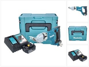 Аккумуляторные ножницы по металлу Makita DJS 200 RM1J 18 В 2,0 мм + 1х аккумулятор 4,0 Ач + устройство для зарядки + Makpac цена и информация | Пилы, циркулярные станки | hansapost.ee