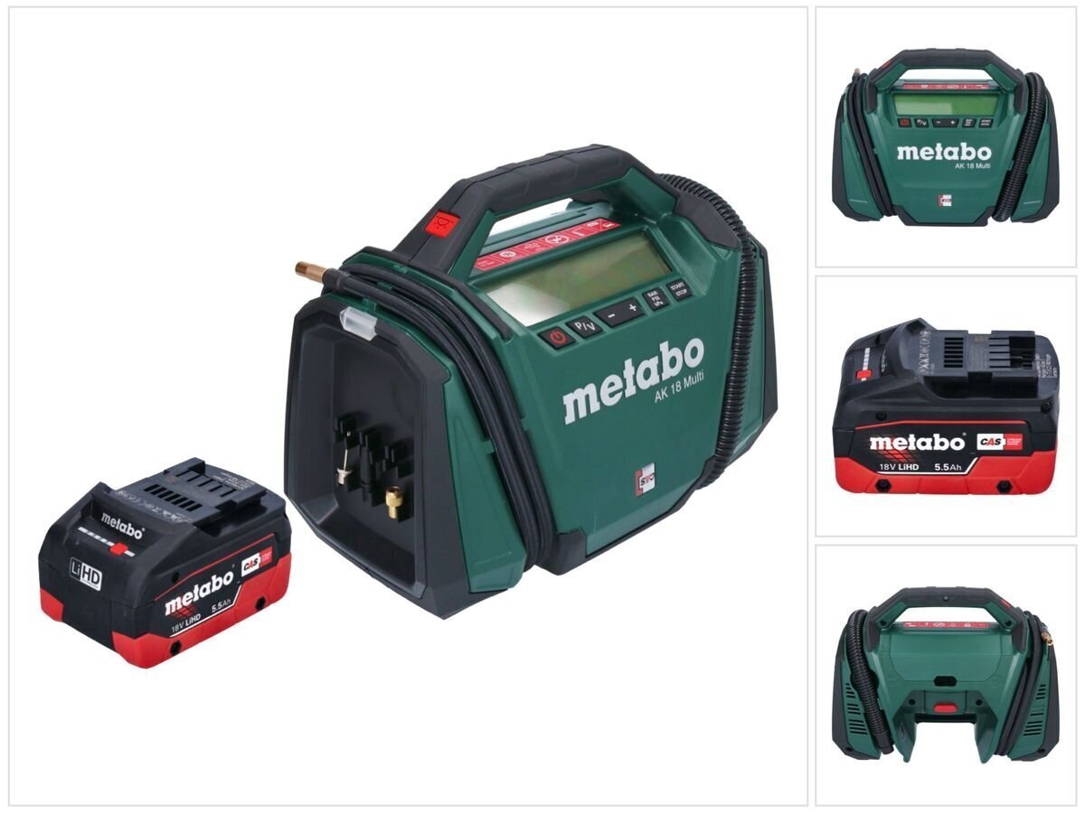 Multi aku kompressor Metabo AK 18 18 V 11 bar + 1x aku 5,5 Ah - ilma laadijata hind ja info | Kompressorid | hansapost.ee