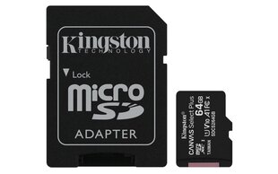 Kingston microSDXC 64ГБ (+SD адаптер) цена и информация | Карты памяти для телефонов | hansapost.ee