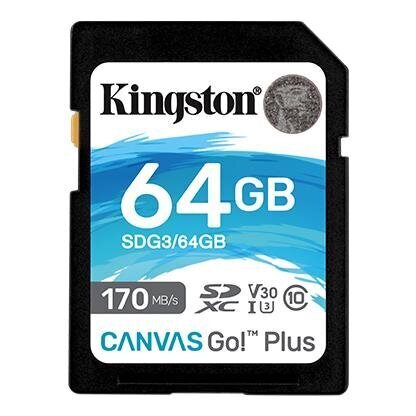 Kingston Canvas Go! Plus 64 GB, SD, Flas hind ja info | Mälukaardid mobiiltelefonidele | hansapost.ee