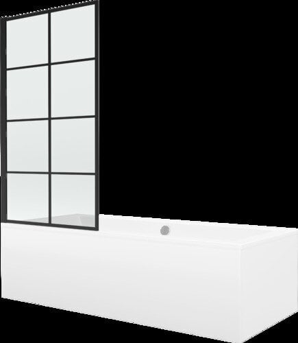 Vann Mexen Cube viimistluse ja klaasseinaga, 180x80 cm + 80 cm, white+I/swing/black grid цена и информация | Vannid | hansapost.ee