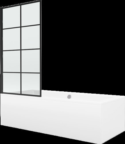 Vann Mexen Cube viimistluse ja klaasseinaga, 170x80 cm + 80 cm, white+I/swing/black grid цена и информация | Vannid | hansapost.ee