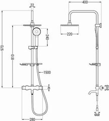 Vonios-dušo sistema su termostatu Mexen KT40, White цена и информация | Душевые комплекты и панели | hansapost.ee