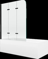 Vann Mexen Cubik viimistluse ja klaasseinaga, 150x70 cm + 120 cm, white+III/fold/black hind ja info | Vannid | hansapost.ee