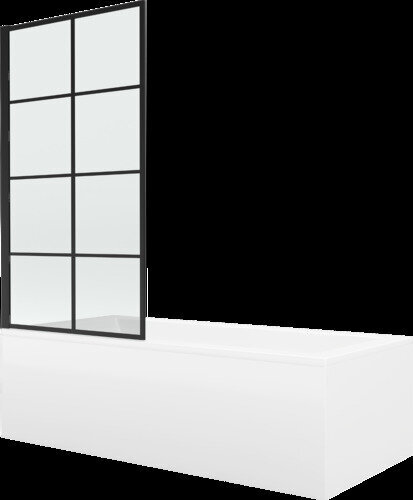 Vann Mexen Cubik viimistluse ja klaasseinaga, 170x70 cm + 80 cm, white+I/fix/black grid цена и информация | Vannid | hansapost.ee